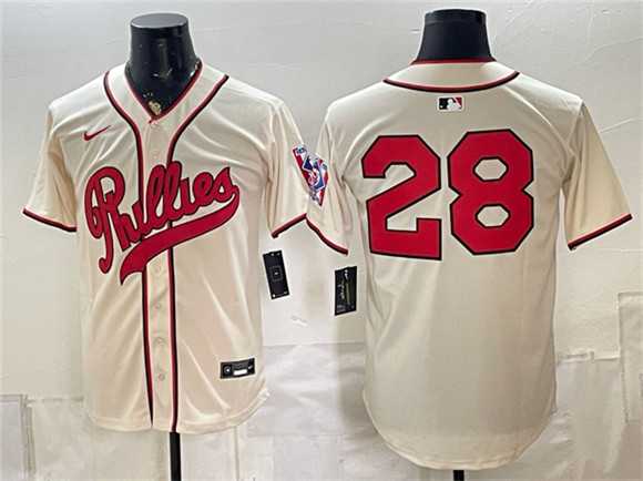 Men%27s Philadelphia Phillies #28 Alec Bohm Cream 2026 Field of Dreams Stadium Stitched Jersey