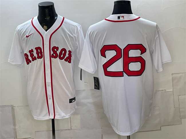 Men%27s Boston Red Sox #26 Wade Boggs White No Name Cool Base Stitched Jersey
