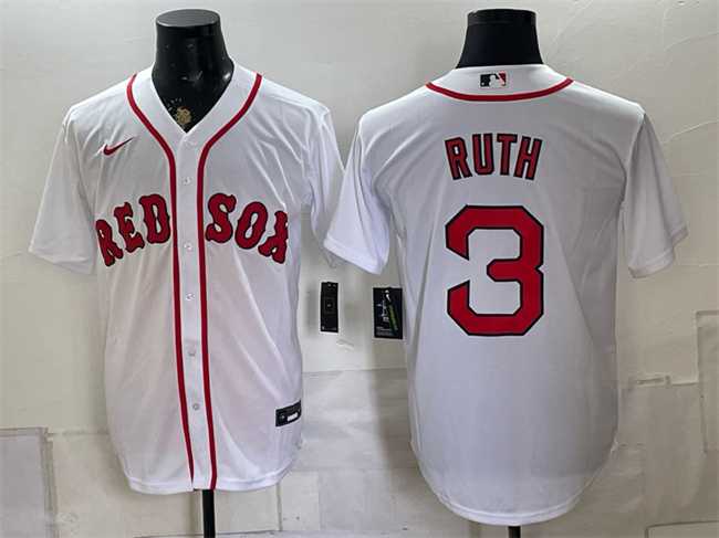 Men%27s Boston Red Sox #3 Babe Ruth White Cool Base Stitched Jersey