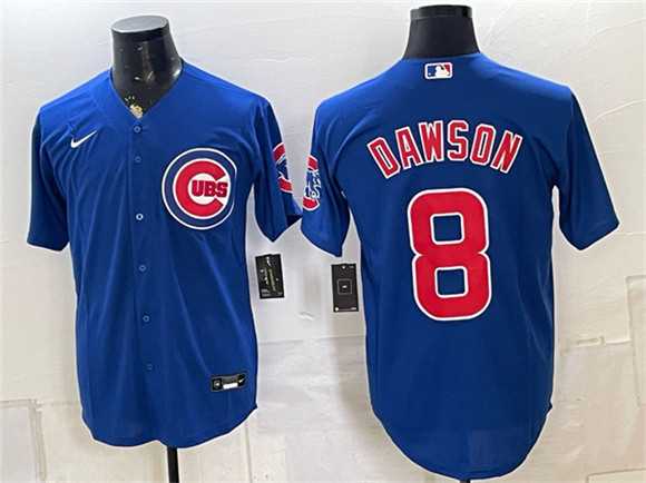 Men%27s Chicago Cubs #8 Andre Dawson Royal Stitched Jersey