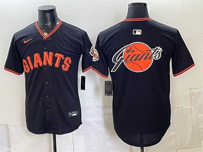 Men%27s San Francisco Giants Team Big Logo Black Limited Stitched Baseball Jersey