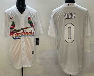 Men%27s St Louis Cardinals #0 Masyn Winn White Mexico Cool Base Stitched Jersey
