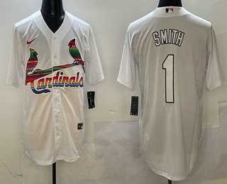Men%27s St Louis Cardinals #1 Ozzie Smith White Mexico Cool Base Stitched Jersey