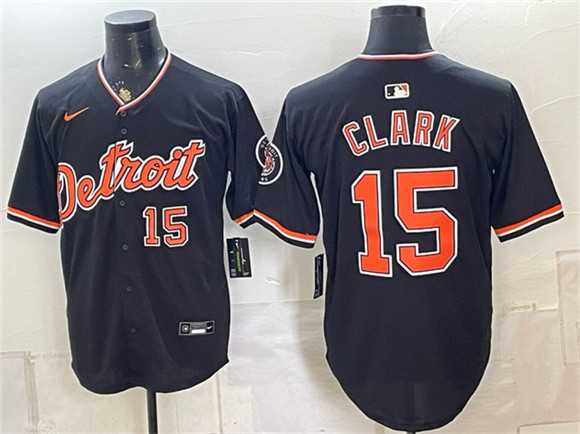 Men%27s Detroit Tigers #15 Max Clark Black Alternate 2026 Cool Base Stitched Jersey