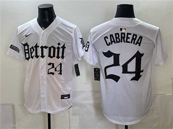 Men%27s Detroit Tigers #24 Miguel Cabrera 2026 White %27Motor Gothic Edition%27 Vapor Premier Limited Stitched Jersey Dzhi