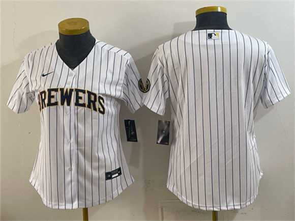 Women%27s Milwaukee Brewers Blank White Cool Base Stitched Jersey(Run Small)