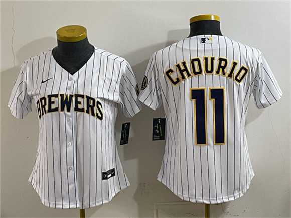 Women%27s Milwaukee Brewers #11 Jackson Chourio White Cool Base Stitched Jersey(Run Small)