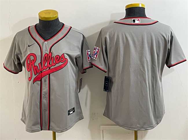 Women%27s Philadelphia Phillies Blank Gray 2026 Field of Dreams Stadium Stitched Jersey(Run Small)
