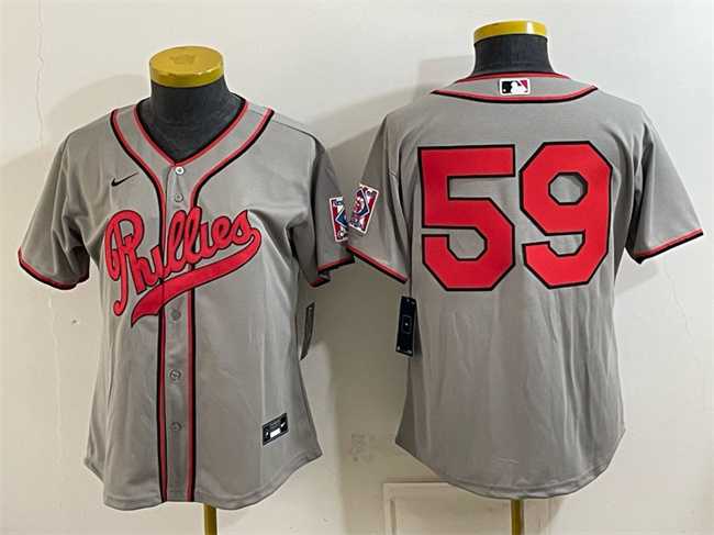 Women%27s Philadelphia Phillies #59 Jhoan Duran Gray 2026 Field of Dreams Stadium Stitched Jersey(Run Small)