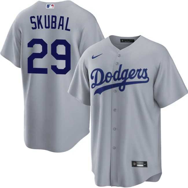 Men%27s Los Angeles Dodgers #29 Tarik Skubal Gray Cool Base Stitched Jersey