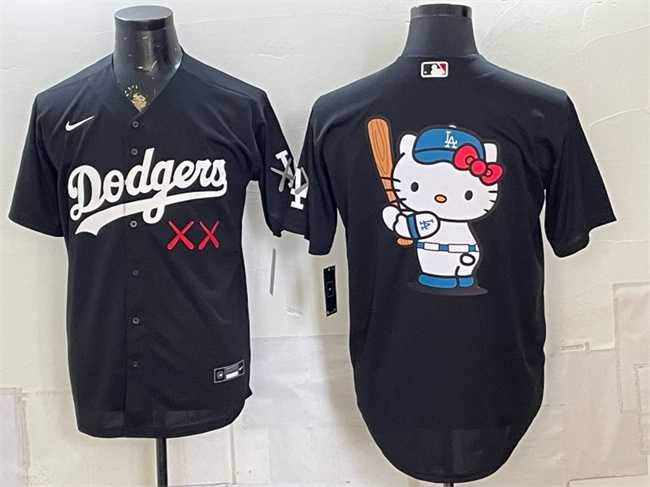 Men%27s Los Angeles Dodgers x KAWS Team Big Logo Black Vapor Premier Limited Stitched Jersey Dzhi