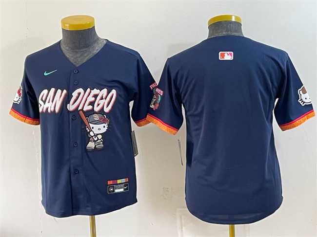 Youth San Diego Padres X Hello Kitty Blank Obsidian 2026 City Connect Stadium Stitched Jersey