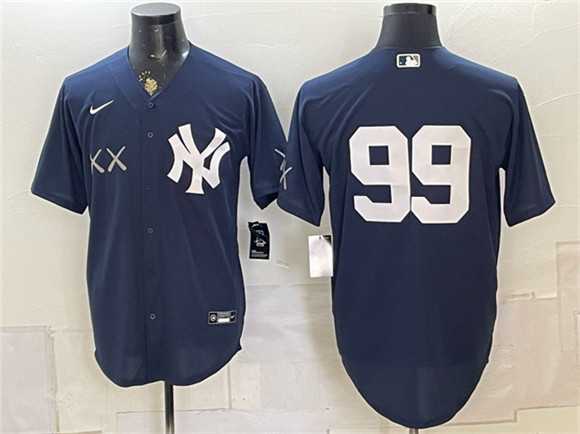 Men%27s New York Yankees x KAWS #99 Aaron Judge Navy Stadium Stitched Jersey