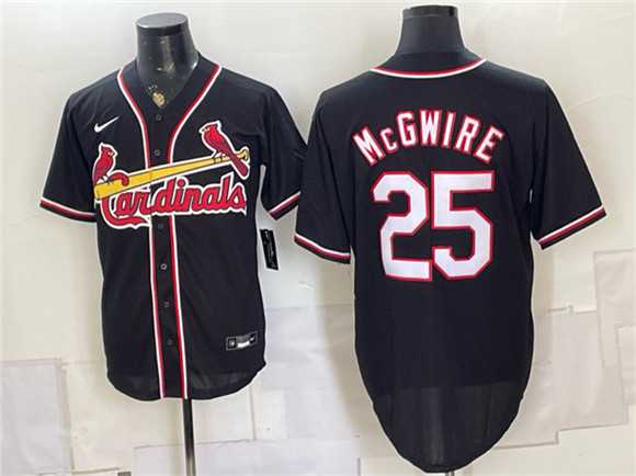 Men%27s St. Louis Cardinals #25 Mark McGwire 2026 Fashion Replica Black Out Stitched Jersey