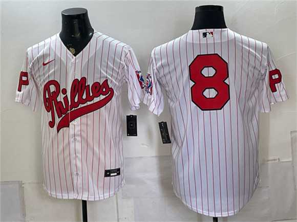 Men%27s Philadelphia Phillies #8 Nick Castellanos White 2026 Field of Dreams Stadium Stitched Jersey