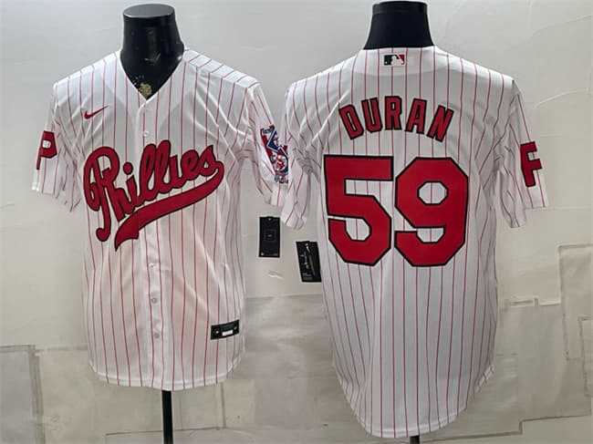 Men%27s Philadelphia Phillies #59 Jhoan Duran White 2026 Field of Dreams Stadium Stitched Jersey