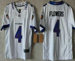 Women%27s Baltimore Ravens #4 Zay Flowers Limited White Vapor FUSE Jersey