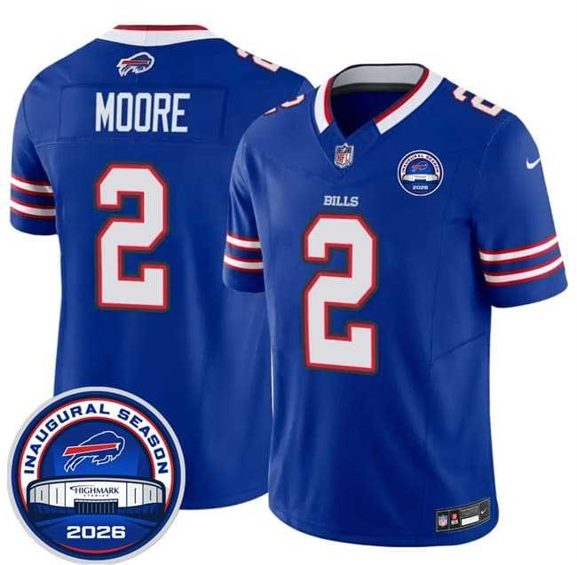 Men%27s Buffalo Bills #2 D.J. Moore Blue F.U.S.E. 2026 Inaugural Season at Highmark Stadium Stitched Jersey Dzhi
