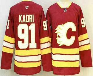 Men%27s Calgary Flames #91 Nazem Kadri Red Authentic Jersey