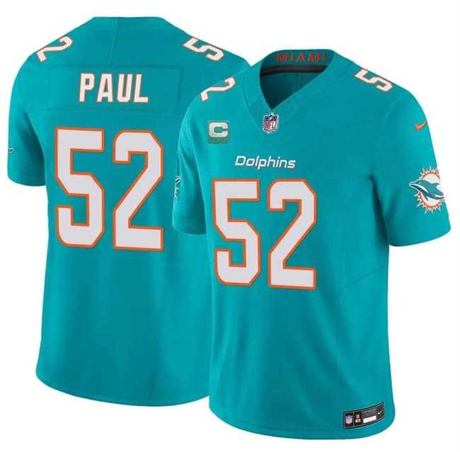 Men%27s Miami Dolphins #52 Patrick Paul Aqua 2026 F.U.S.E. 1-Star C Patch Vapor Limited Stitched Jersey Dzhi