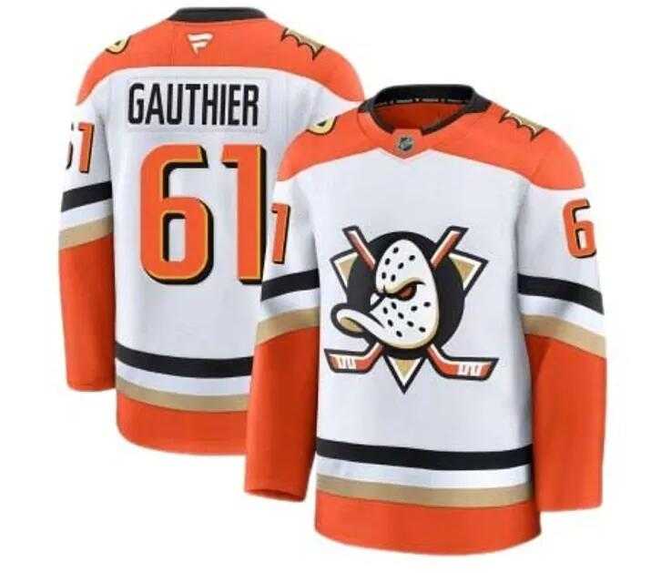 Men%27S Anaheim Ducks #61 Cutter Gauthier Fanatics Branded Away White Premium Stitched Jersey Dzhi