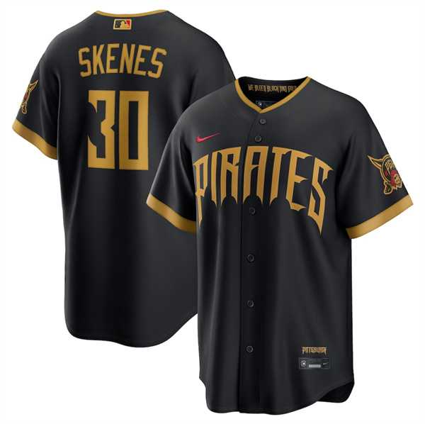 Men%27s Pittsburgh Pirates #30 Paul Skenes Black 2026 City Connect Stadium Stitched Stitched Jersey Dzhi