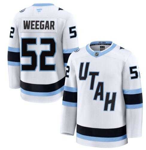 Men%27s Utah Mammoth #52 Mackenzie Weegar Fanatics White Away Premium Jersey Dzhi