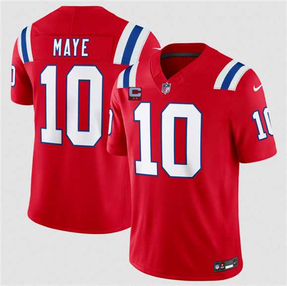 Men%27s New England Patriots #10 Drake Maye Red 2026 F.U.S.E. 2-Star C Pach Vapor Limited Stitched Jersey Dzhi