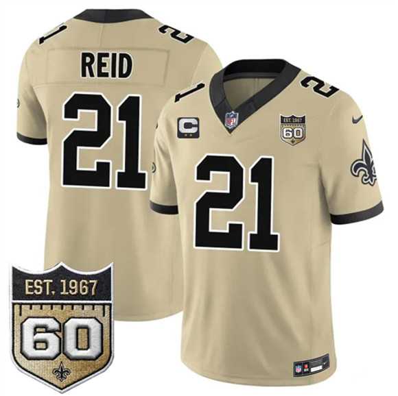 Men%27s New Orleans Saints #21 Justin Reid Gold 2026 F.U.S.E With 2-Star C Patch And 60th Anniversary Patch Vapor Limited Stitched Jersey Dzhi