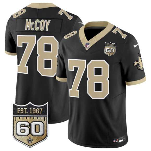 Men%27s New Orleans Saints #78 Erik McCoy Black 2026 F.U.S.E 60th Anniversary Patch Vapor Limited Stitched Jersey Dzhi