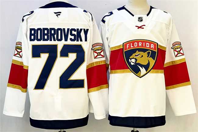 Men%27s Florida Panthers #72 Sergei Bobrovsky White 2024-25 Home Stitched Hockey Jersey