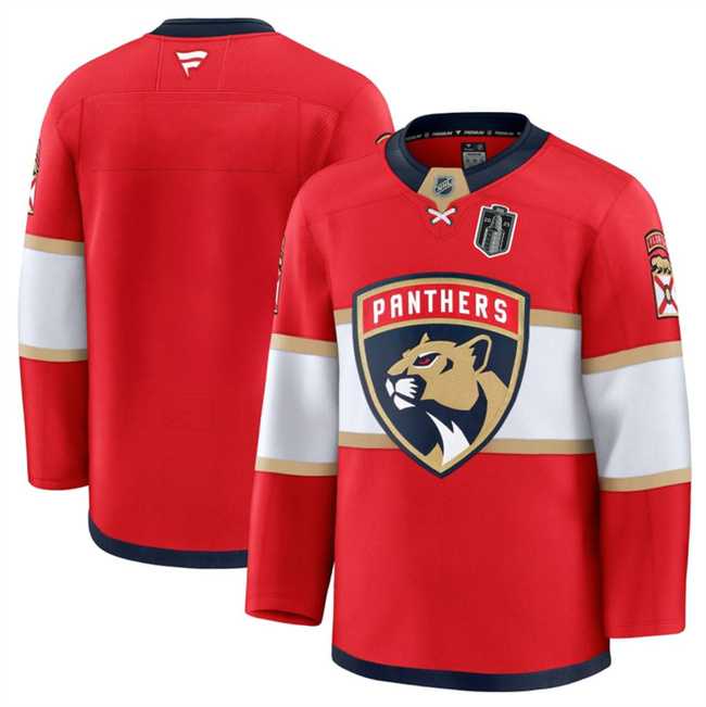 Men%27s Florida Panthers Blank Red 2025 Stanley Cup Final Patch Stitched Hockey Jersey
