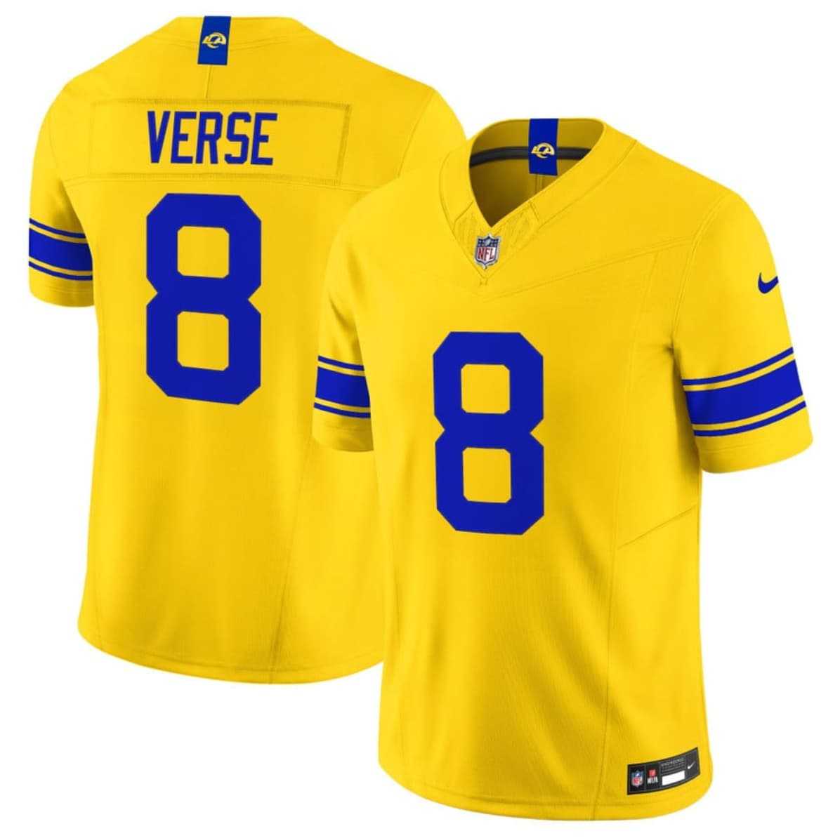 Men%27s Los Angeles Rams #8 Jared Verse Yellow 2026 F.U.S.E. Vapor Limited Stitched Jersey Dzhi