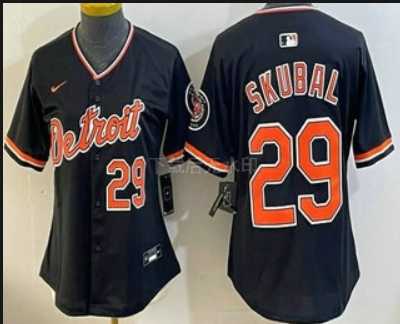 Women%27s Detroit Tigers #29 Tarik Skubal Black Stadium Jersey