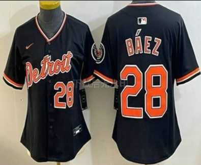 Women%27s Detroit Tigers #28 Javier Baez Black Stadium Jersey