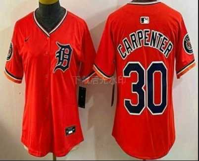 Women%27s Detroit Tigers #30 Kerry Carpenter Orange Stadium Jersey