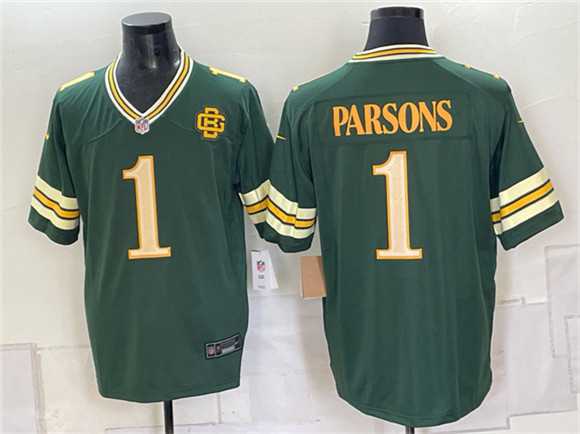Men%27s Green Bay Packers #1 Micah Parsons Dark Green 2026 Rivalries Collection Limited Stitched Game Jersey