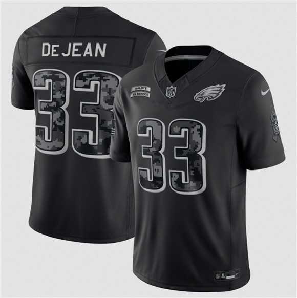 Men%27s Philadelphia Eagles #33 Cooper DeJean Black F.U.S.E. 2026 Salute to Service Limited Stitched Jersey