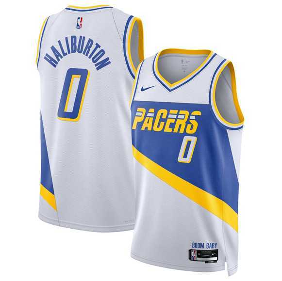 Men%27s Indiana Pacers #0 Tyrese Haliburton White 2025-26 City Edition Stitched Jersey Dzhi
