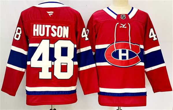 Men%27s Montreal Canadiens #48 Lane Hutson Red 2024-25 Stitched Jersey
