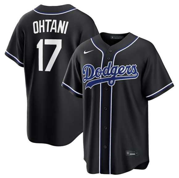 Men%27s Los Angeles Dodgers #17 Shohei Ohtani 2026 Black Out Stitched Jersey Dzhi