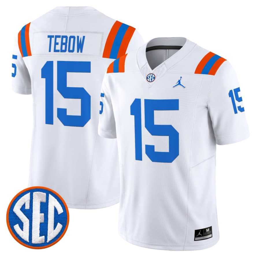 Men%27s Florida Gators #15 Tim Tebow White %271960s Throwback%27 F.U.S.E. Vapor Limited Stitched Jersey Dzhi