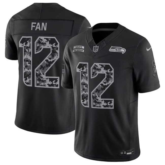 Men%27s Seattle Seahawks #12 Fan Black 2026 F.U.S.E. Salute to Service Limited Stitched Jersey