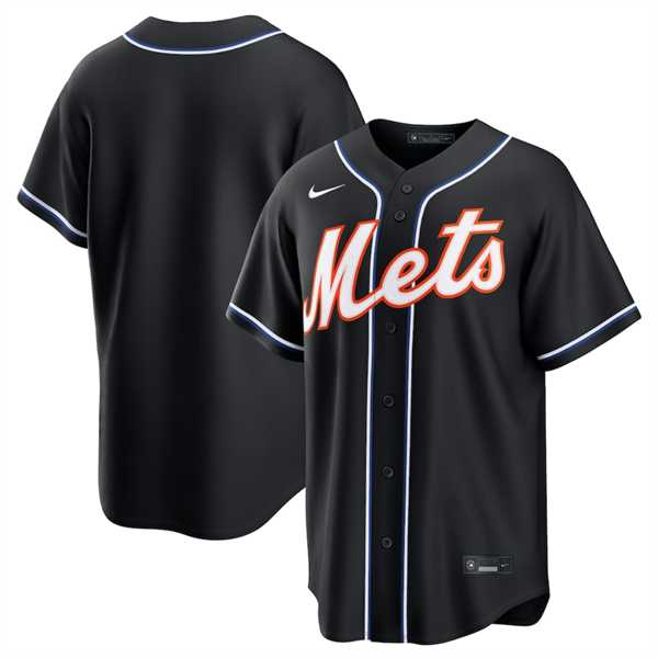 Men%27s New York Mets Blank 2026 Black Out Stitched Jersey Dzhi