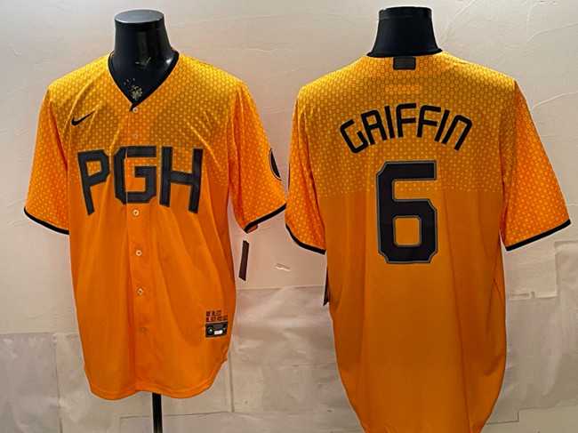 Men%27s Pittsburgh Pirates #6 Konnor Griffin Gold City Connect Stitched Jersey Dzhi