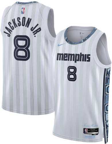 Men%27s Memphis Grizzlies #8 Jaren Jackson Jr. Gray 2025-26 City Edition Swingman Stitched Jersey Dzhi