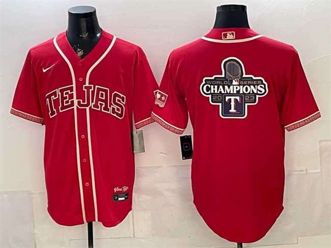 Men%27s Texas Rangers Team Big Logo Red 2026 City Connect Stadium Stitched Jerseys Dzhi