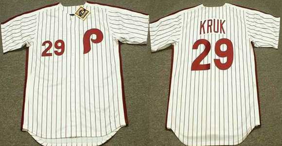 Men%27s Philadelphia Phillies #29 John Kruk White Stitched Jersey