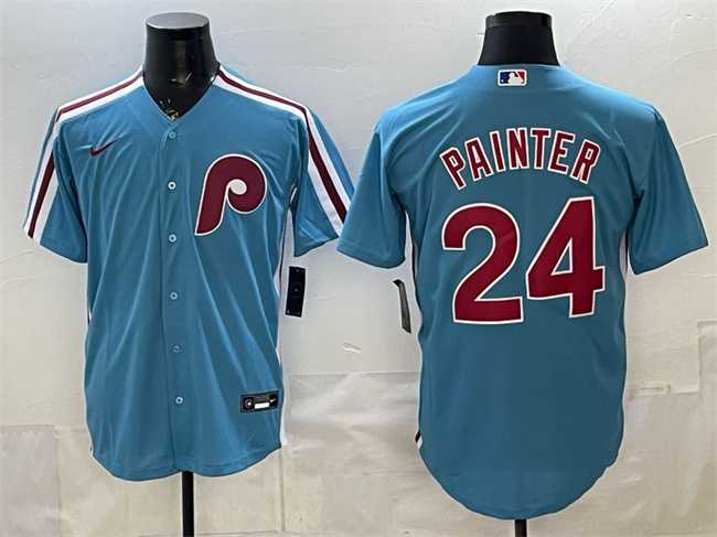 Men%27s Philadelphia Phillies #24 Andrew Painter Blue Cool Base Stitched Jersey