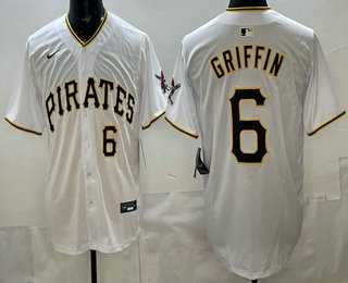 Men%27s Pittsburgh Pirates #6 Konnor Griffin White Limited Jersey